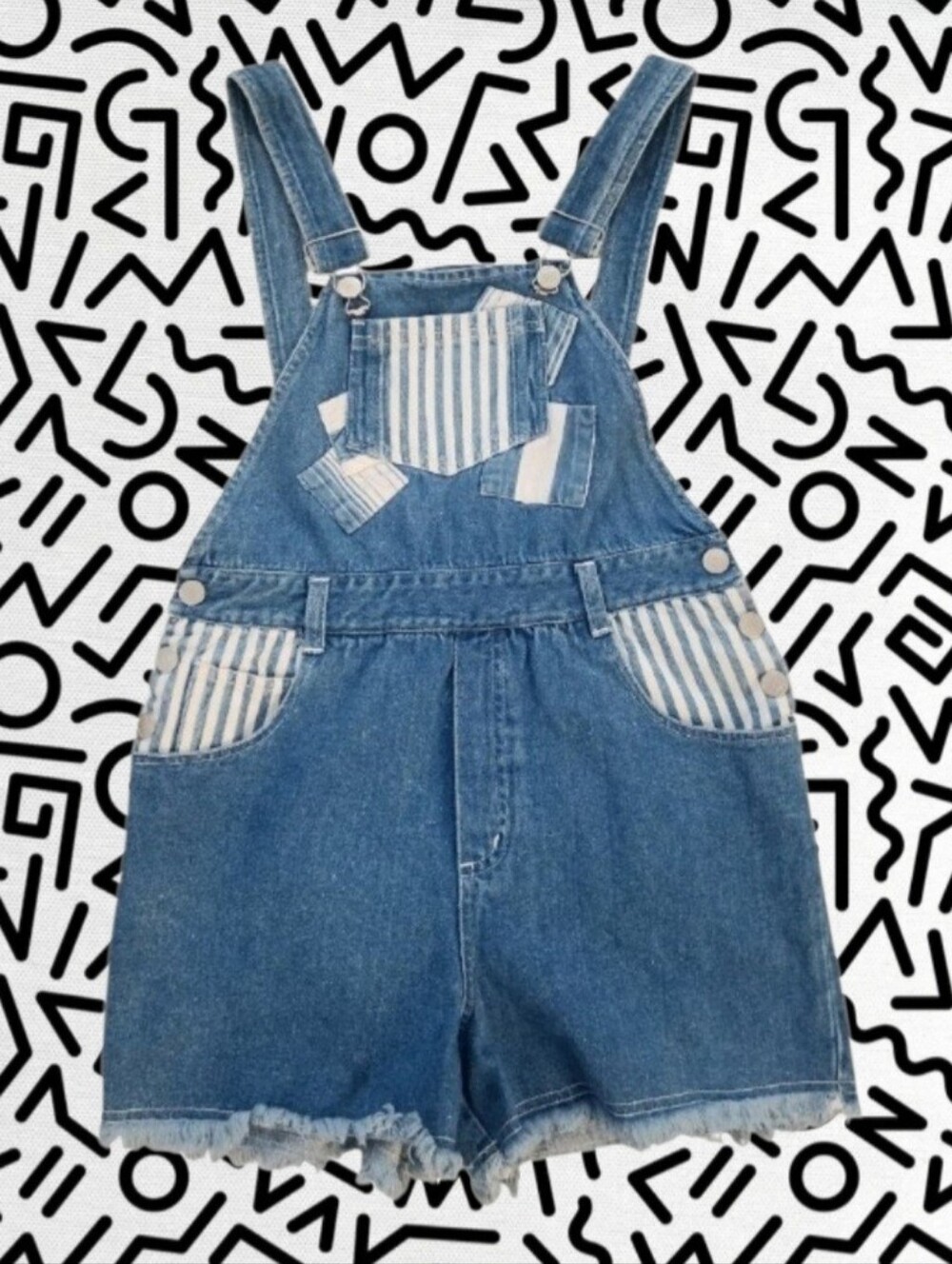 80s/90s Denim Striped Overalls